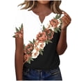 thumbnail image 1 of Floral Printed Tops for Women Plus Size S-3XL Loose Fit V Neck Casual Tee Shirt Summer Short Sleeve Tshirts (2XL, Black), 1 of 7