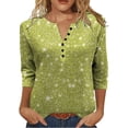 thumbnail image 1 of Floral Prints Blouses for Womens 3/4 Sleeve Tunics Tops Henley Neck Tees Shirts Button Down Pullover Sweater Blouses Loose Fitted Sweatshirt Comfort Casual Tunics Blouse, 1 of 7