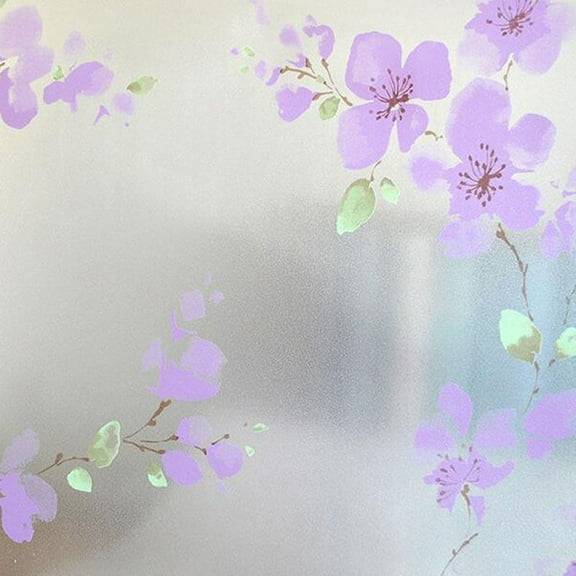 Floral Privacy Glass Flim Frosted Window Film Door Film,Static Cling Glass Film,No Glue Stained Glass Anti Uv Window Stickers For Bathroom,Office,Bedroom 17.7×39.4in