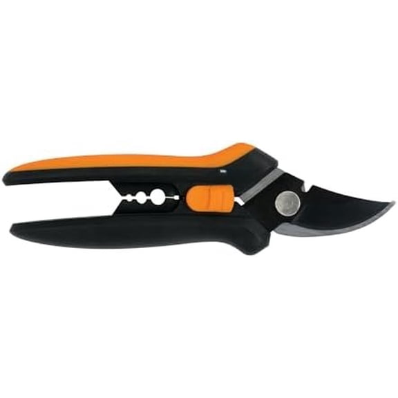 Floral Pruning Shears - Plant Cutting Scissors/Garden Clippers For Deadheading and Working with Flowers - Black/Orange