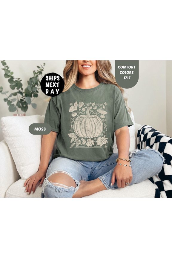 Floral Pumpkin Aesthetic Fall Graphic T-Shirt All Size S-3XL