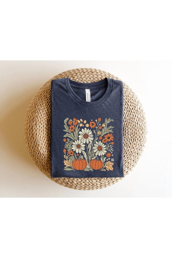 Floral Pumpkin Fall Shirt, Flower Pumpkin Shirt, Pumpkin Patch Shirt, Boho Pumpkin Shirt, Fall Shirt, Aesthetic Fall Graphic Tee