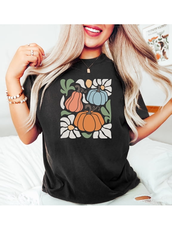 Floral Pumpkin Fall Shirt, Flower Pumpkin Shirt, Aesthetic Fall Graphic Tee, Pumpkin Patch Shirt, Boho Pumpkin Shirt, , Fall Shirt