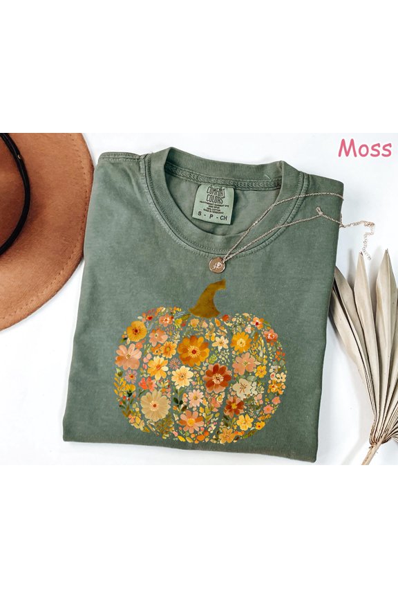 Floral Pumpkin Shirt Boho Pumpkin Fall Shirt Flowers Pumpkin Shirt Fall Harvest Shirt Autu