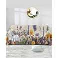 thumbnail image 1 of Floral Purple Sofa Couch Covers for 3 Cushion Couch,Washable L Shape Sectional Sofa Covers for Loverseat,Flowers Watercolor Daisy Lavender Spring Summer Slipcover Throw Blanket Futon Cover 71x134, 1 of 8