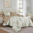 thumbnail image 1 of Floral Queen Comforter Set with Sheets - 5-Piece Taupe Bed in a Bag Set, 1 of 7