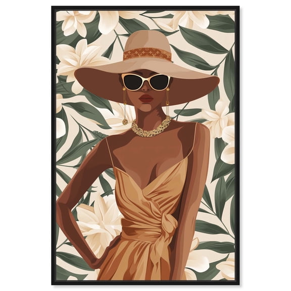 Floral Queen II Canvas Tropical Glam Protraits by Art Remedy, Black Frame, 30" x 45"