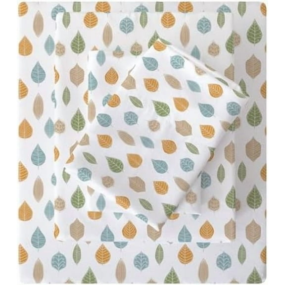 Floral Queen Sheet Set - 4 Piece Vintage Leaves Patterned Bed Sheets - Soft, Breathable Microfiber Boho Sheets with Deep Pocket, Non-Slip Fitted Sheets & Pillowcases