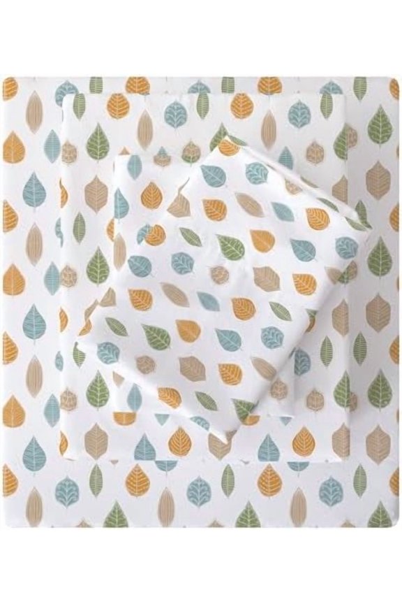 Floral Queen Sheet Set - 4 Piece Vintage Leaves Patterned Bed Sheets - Soft, Breathable Microfiber Boho Sheets with Deep Pocket, Non-Slip Fitted Sheets & Pillowcases