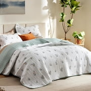 Floral Quilt King - Reversible Botanical Spring Flower Quilt Bedding Microfiber Lightweight Bedspread, Soft Coverlet for All Seasons 106"x96"