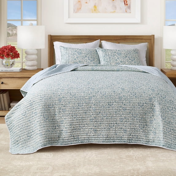 Floral Quilt Set - Lightweight, Soft, All-Season - 2-Piece Reversible Floral Bedding Set (Twin / Twin XL, Cambridge Garden)
