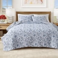thumbnail image 1 of Floral Quilt Set - Lightweight, Soft, All-Season - 2-Piece Reversible Floral Bedding Set (Twin / Twin XL, English Garden Blue), 1 of 6