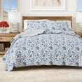 thumbnail image 1 of Floral Quilt Set - Lightweight, Soft, All-Season - 2-Piece Reversible Floral Bedding Set (Twin / Twin XL, English Garden Blue), 1 of 6