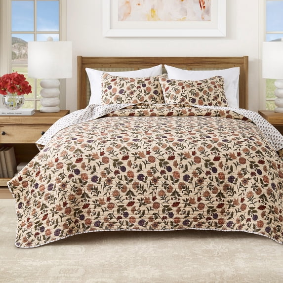 Floral Quilt Set - Lightweight, Soft, All-Season - 2-Piece Reversible Floral Bedding Set (Twin / Twin XL, Heritage Floral)