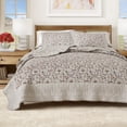 thumbnail image 1 of Floral Quilt Set - Lightweight, Soft, All-Season - 2-Piece Reversible Floral Bedding Set (Twin / Twin XL, Neutral Vines), 1 of 6
