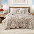 thumbnail image 1 of Floral Quilt Set - Lightweight, Soft, All-Season - 2-Piece Reversible Scalloped Bedding Set (Twin / Twin XL, Garden Blooms), 1 of 6