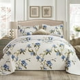 thumbnail image 1 of Floral Quilt Set - Lightweight Soft White Floral Bedspread for Farmhouse Bedroom Decor – Includes Quilt and Shams (Queen), 1 of 8