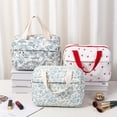 thumbnail image 1 of Floral Quilted Lunch Tote, Blue, 27×19×1.5 cm, 1 of 8