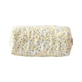 thumbnail image 1 of Floral Quilted Pencil Pouch Double Zipper Soft Fabric Pen Organizer Stationery Yellow, 1 of 3