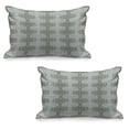 thumbnail image 1 of Floral Quilted Pillowcover Set of 2, Abstract Damask Inspired Desgin Floral and Ornamental Background, Standard Queen Size Pillow Cover for Bedroom, 30" x 20", Blue and Taupe, by Ambesonne, 1 of 1