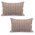 thumbnail image 1 of Floral Quilted Pillowcover Set of 2, Blossoming Spring Meadow Pattern in Retro Style with Curly Details, Standard Queen Size Pillow Cover for Bedroom, 36" x 20", Tan Coral Maroon, by Ambesonne, 1 of 1