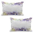 thumbnail image 1 of Floral Quilted Pillowcover Set of 2, Classic Petals Pastel Toned Seasonal Florets Blooming Flowers Spring Print, Standard Queen Size Pillow Cover Bedroom, 30" x 20", Purple Pale Green, by Ambesonne, 1 of 1