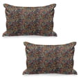 thumbnail image 1 of Floral Quilted Pillowcover Set of 2, Funky Mixed Flower Blossoms with Fishes Butterflies Exotic Nature Foliage Theme, Standard Queen Size Pillow Cover for Bedroom, 30" x 20", Multicolor, by Ambesonne, 1 of 1