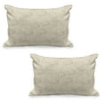 thumbnail image 1 of Floral Quilted Pillowcover Set of 2, Retro Toned Design Wildflowers Carnations Flourishing Nature Lines Wedding Inspired, Standard Queen Size Pillow Cover Bedroom, 36" x 20", Cream Tan, by Ambesonne, 1 of 1