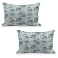 thumbnail image 1 of Floral Quilted Pillowcover Set of 2, Swirls Daisy Flower Bouquets Beauty Exquisite Flourishing Nature Essence, Standard Queen Size Pillow Cover Bedroom, 36" x 20", Sky Blue Grey Apricot, by Ambesonne, 1 of 1