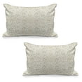 thumbnail image 1 of Floral Quilted Pillowcover Set of 2, Traditional Victorian Retro Swirl Flowers Classic Blooms Rococo Pattern, Standard Queen Size Pillow Cover for Bedroom, 36" x 20", Beige White, by Ambesonne, 1 of 1