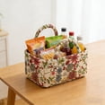 thumbnail image 1 of Floral Quilted Storage Basket Fabric Organizer Bin with Handles for Living Room Bedroom Nursery Home Decor, 1 of 5
