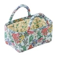 thumbnail image 1 of Floral Quilted Storage Basket with Handles, Decorative Fabric Storage Bin for Home Organization, Lightweight Container for Blankets Magazines Crafts, Multipurpose Basket for Living Room Bedroom, 1 of 6