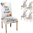 thumbnail image 1 of Floral Quote Dining Room Chair Slipcovers 4 Pack Joy of The Lord is My Strength Scripture Typography Stretch Spandex Kitchen Chair Slipcovers Removable Washable Geometric Parsons Chair Cover, 1 of 5