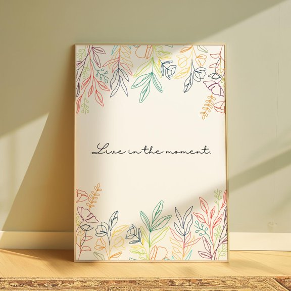 Floral Quote Wall Art, Botanical Line Art Poster, Unframed Paper Poster 8x10in