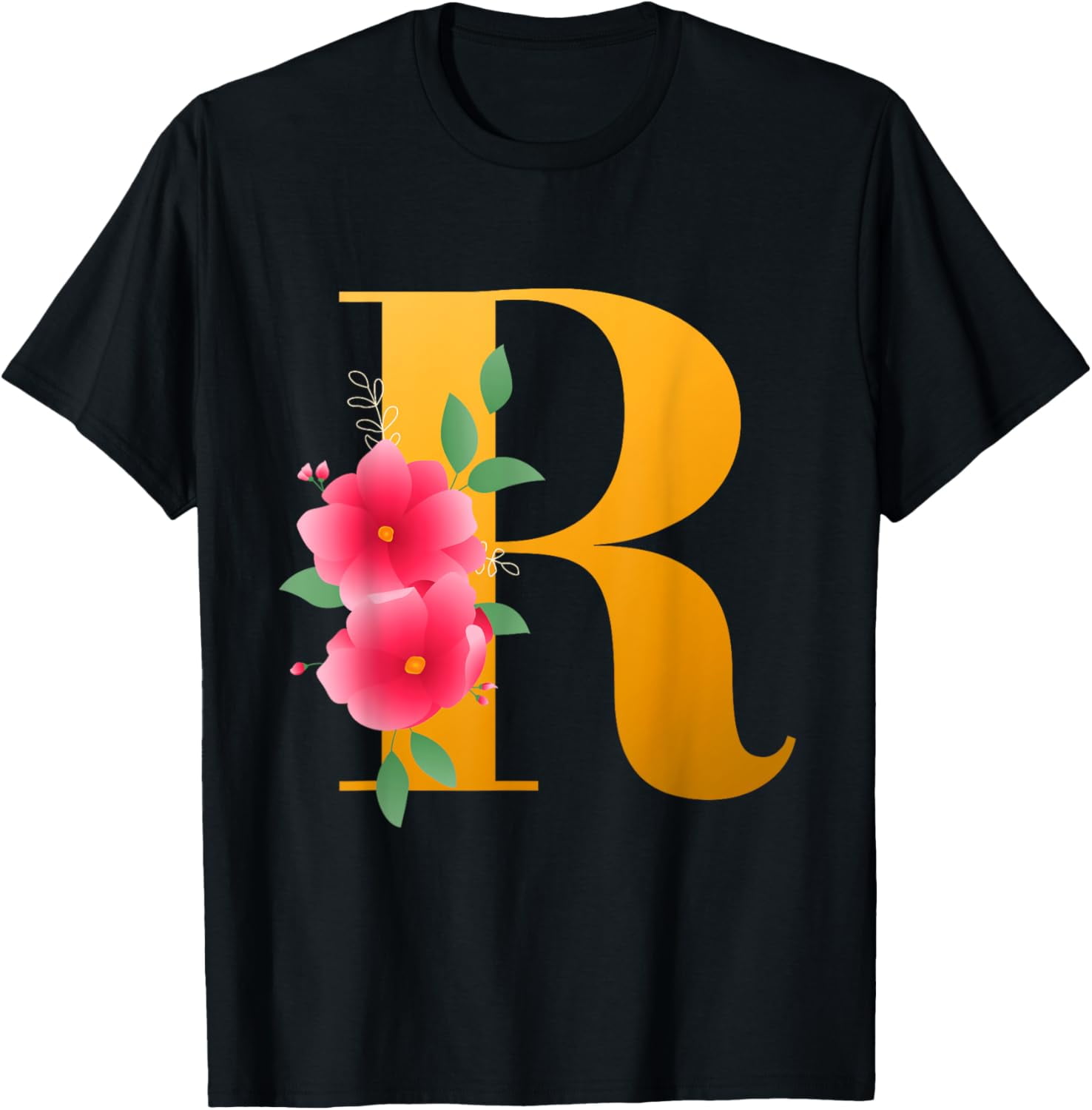 Floral R Alphabet Cute Initial Monogram Letter R Graphic T-Shirt men ...