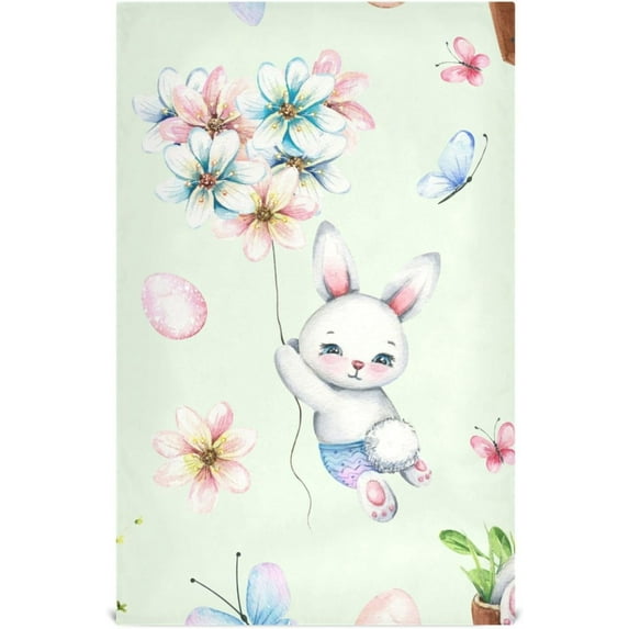 Floral Rabbit Easter Eggs Kitchen Dish Towels Soft Tea Towel Set of 6 Absorbent Dishcloths Hand Towels for Drying Dish Cloths 28" x 18" Washcloth Gift