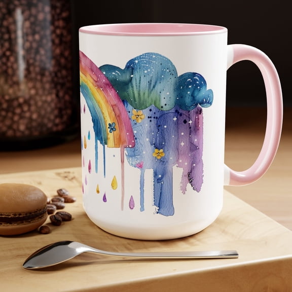 Floral Rainbow Coffee Mug: Spring Vibes Tea Cup