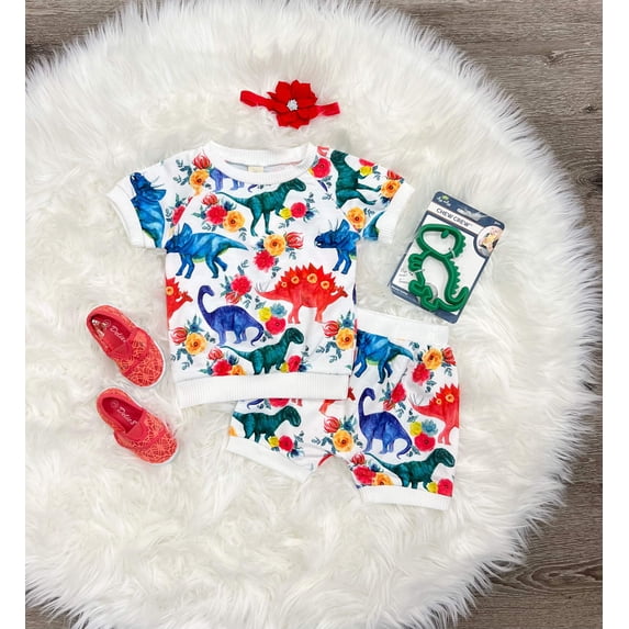 Floral Rawr Shorts Set