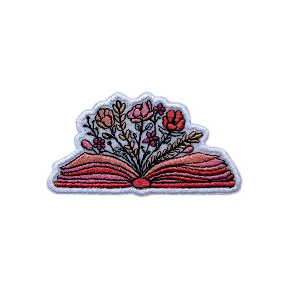 Floral Reading Embroidery Patches for Clothes, Backpacks, Hats, Jeans, Bags 3 Inch Iron On or Sew On Patch