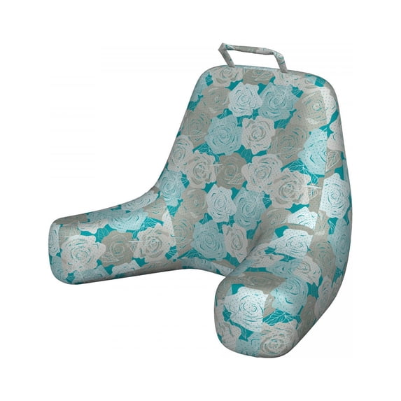 Floral Reading Pillow Cover, Abstract Graphical Composition of Roses, Unstuffed Printed Bed Rest Case from Soft Fabric, XL Size, Sea Blue Multicolor, by Ambesonne