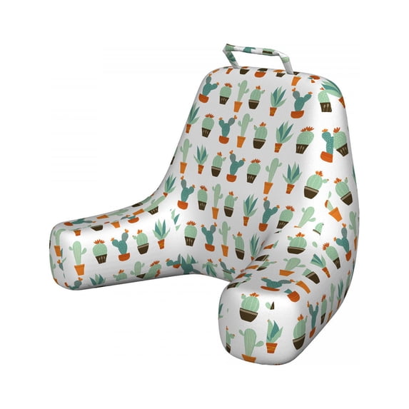 Floral Reading Pillow Cover, Cacti and Succulent Plants on Plain Backdrop, Unstuffed Printed Bed Rest Case from Soft Fabric, XL Size, White Multicolor, by Ambesonne