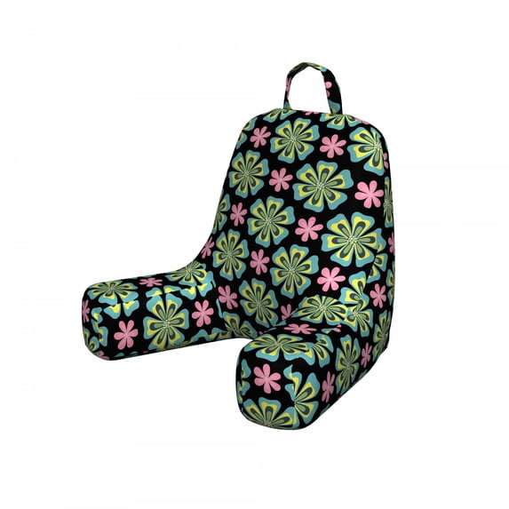 Floral Reading Pillow Cover, Doodle Style Colorful Tropical Flowers Illustration, Unstuffed Printed Bed Rest Case from Soft Fabric, Small, Teal Pink, by Ambesonne