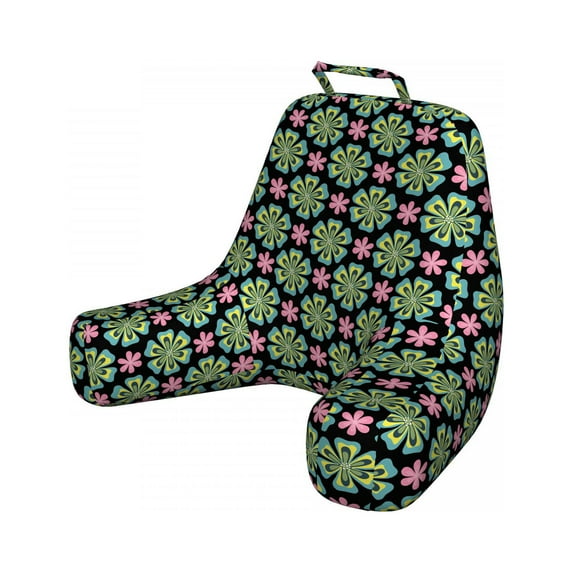 Floral Reading Pillow Cover, Doodle Style Colorful Tropical Flowers Illustration, Unstuffed Printed Bed Rest Case from Soft Fabric, XL Size, Teal Pink, by Ambesonne