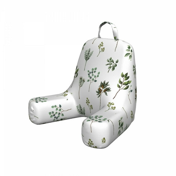 Floral Reading Pillow Cover, Illustration of Various Leaves and Plantation Nature, Unstuffed Printed Bed Rest Case from Soft Fabric, Small, Reseda Green Olive Green, by Ambesonne