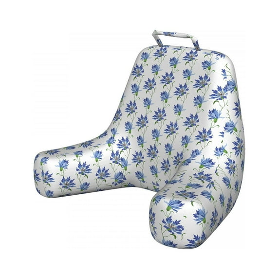 Floral Reading Pillow Cover, Repeating of Blooming Cornflowers, Unstuffed Printed Bed Rest Case from Soft Fabric, XL Size, White Ceil Blue, by Ambesonne