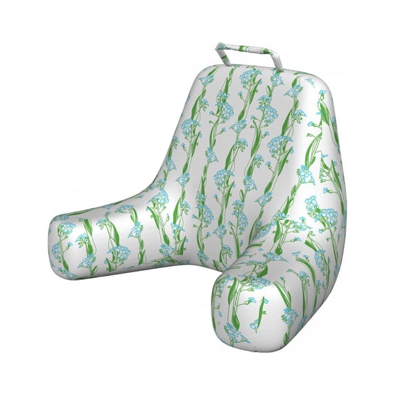 Floral Reading Pillow, Vertically Placed Flower Strips with Intertwined Leaves, Bedrest Cushion with Back Pocket and Washable Cover, 2 Sizes, by Ambesonne