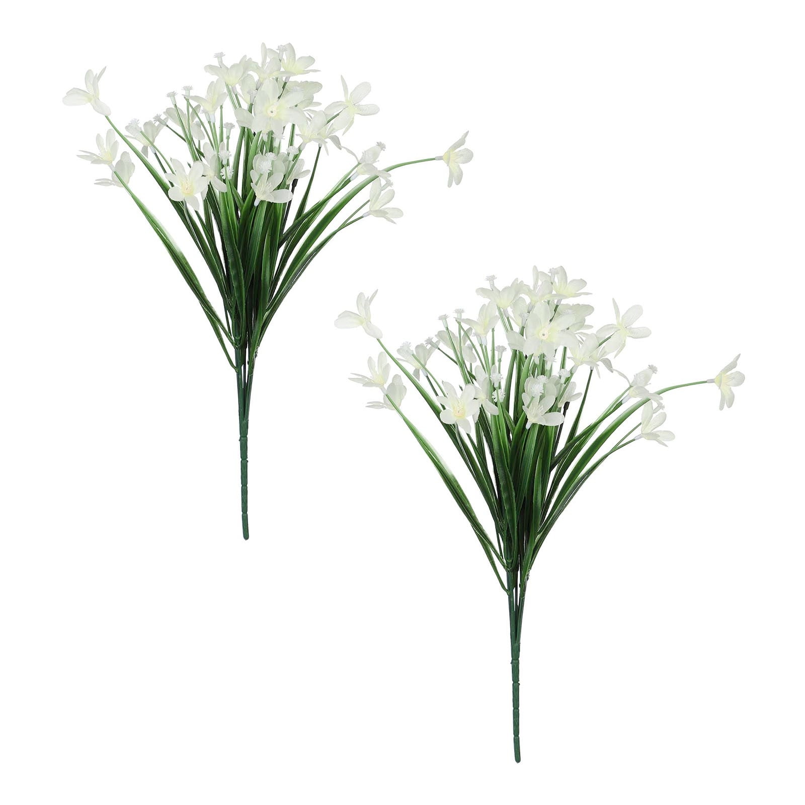 Floral Realistic Fake Flowers, White Flower Bouquet, Artificial Green