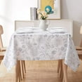 thumbnail image 1 of Floral Rectangle Tablecloth Water Resistant Leaf Print Farmhouse Oblong Tablecloth Heavy Duty Fabric Table Cloth for Kitchen Dining Decoration,Grey on White,60" Wx84 L, 1 of 5