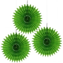 Floral Reef Set of 3 - 12" Party Paper Rosettes Fan Medallions (Green)