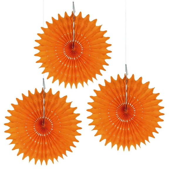 Floral Reef Set of 3 - 12" Party Paper Rosettes Fan Medallions (Orange)